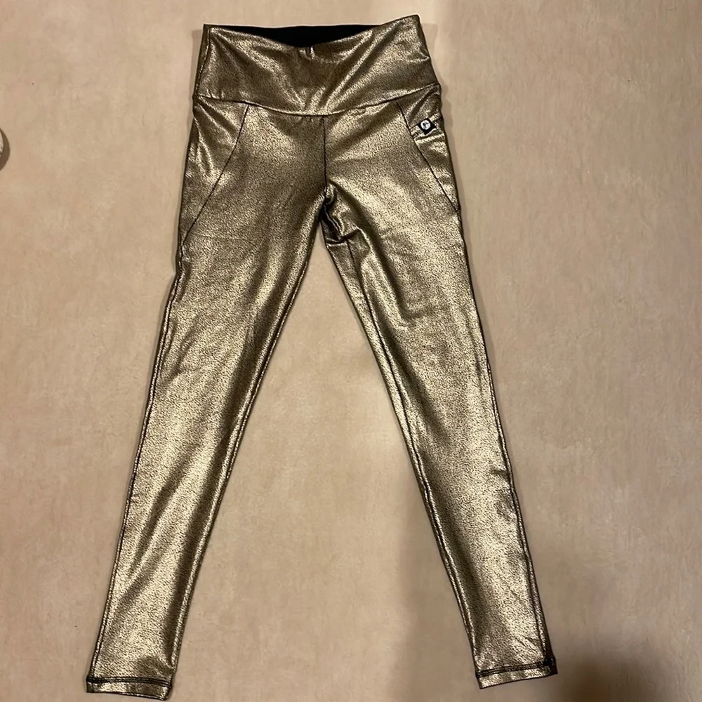 Gottex Gold and Black Speckle Leggings In Size XS - Picture 1 of 5